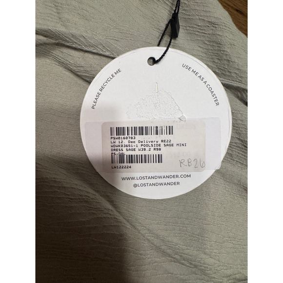 Lost + Wander Mini Dress Tie Neck Long Sleeve Sage Green‎ Size S - Picture 5 of 11